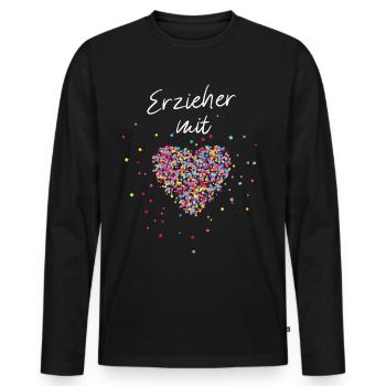 Erzieher Kindergarten Kita Kiga Kindergärtner - Männer Premium Bio Langarmshirt - Schwarz - Vorne - Nico (187cm)