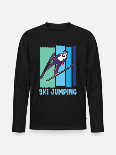 Ski Springen Skispringen - Männer Premium Bio Langarmshirt - Schwarz