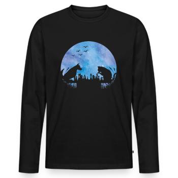 Chess Chess Player Dog Cat Galaxy Stars - Men's Premium Organic Long Sleeve Shirt - black - Front - Nico (187cm)