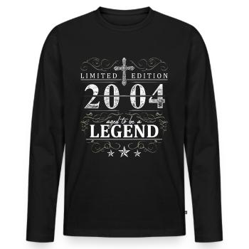 Cross Vintage Birthday Year of Birth 2004 Gift - Men's Premium Organic Long Sleeve Shirt - black - Front - Nico (187cm)