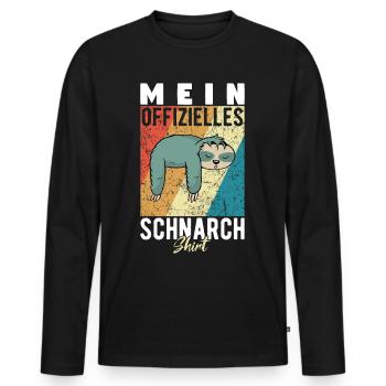 Mein Schnarchshirt Schlafshirt Faultier Retro - Männer Premium Bio Langarmshirt - Schwarz - Vorne - Nico (187cm)