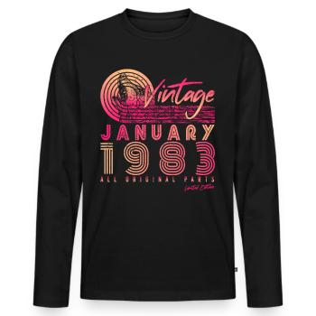 Geboren 1983 Im Januar Vintage - Männer Premium Bio Langarmshirt - Schwarz - Vorne - Nico (187cm)