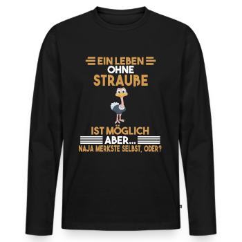 Zootier Strauß - Männer Premium Bio Langarmshirt - Schwarz - Vorne - Nico (187cm)