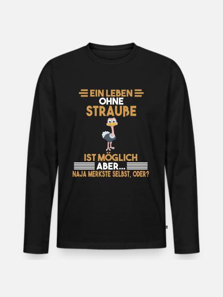Zootier Strauß - Männer Premium Bio Langarmshirt - Schwarz