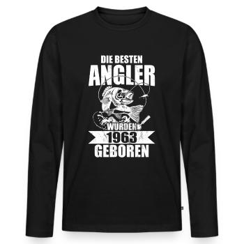 Die Besten Angler Jahrgang 1963 Geboren Geburtstag - Männer Premium Bio Langarmshirt - Schwarz - Vorne - Nico (187cm)