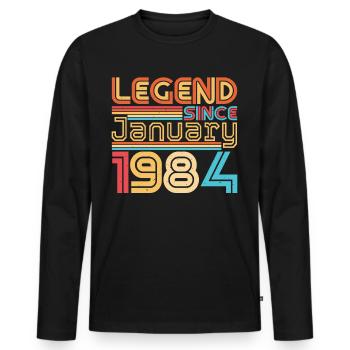Born 1984 January Vintage - Men's Premium Organic Long Sleeve Shirt - black - Front - Nico (187cm)