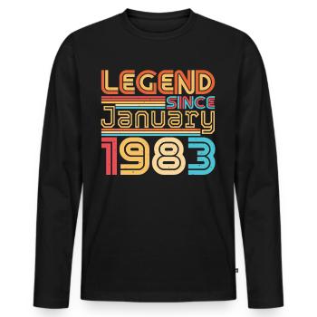 Geboren 1983 Januar Vintage - Männer Premium Bio Langarmshirt - Schwarz - Vorne - Nico (187cm)