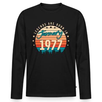 January 1977 Retro Legend - Men's Premium Organic Long Sleeve Shirt - black - Front - Nico (187cm)