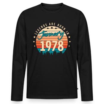January 1978 Retro Legend - Men's Premium Organic Long Sleeve Shirt - black - Front - Nico (187cm)
