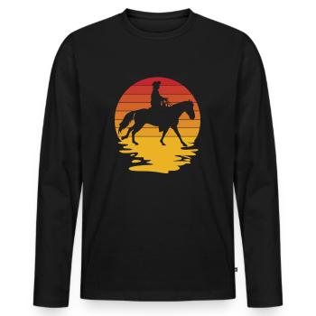 Cavalier Équitation Cavalier Cheval Chevaux Course de chevaux - T-shirt manches longues Premium bio Homme - noir - Devant - Nico (187cm)