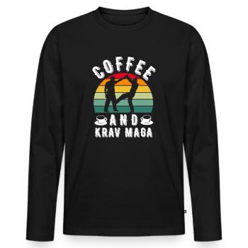 Krav Maga Israelische Kampfkunst Geschenk - Männer Premium Bio Langarmshirt - Schwarz - Vorne - Nico (187cm)