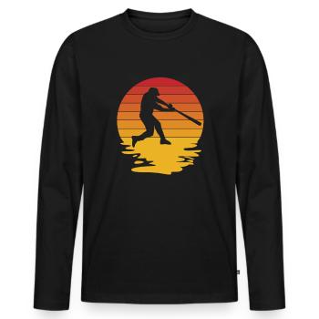 Baseball Baseball Bat Baseball Player Pitcher - Men's Premium Organic Long Sleeve Shirt - black - Front - Nico (187cm)