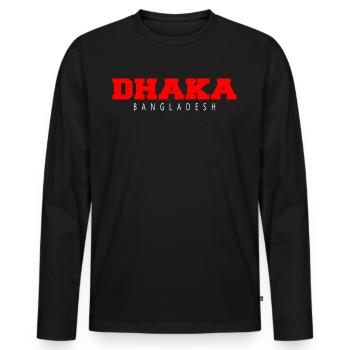 BANGLADESH DHAKA - Männer Premium Bio Langarmshirt - Schwarz - Vorne - Nico (187cm)
