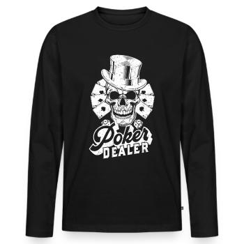Joueur de poker Poker Gambling Casino Poker Dealer - T-shirt manches longues Premium bio Homme - noir - Devant - Nico (187cm)