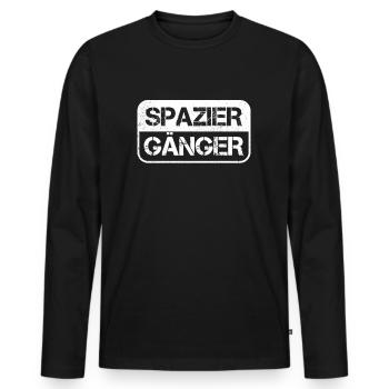 Spaziergänger spazieren gehen wandern Spaziergang - Männer Premium Bio Langarmshirt - Schwarz - Vorne - Nico (187cm)