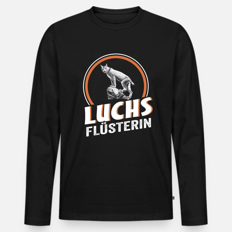 Luchs Flüsterin - Männer Premium Bio Langarmshirt - Schwarz