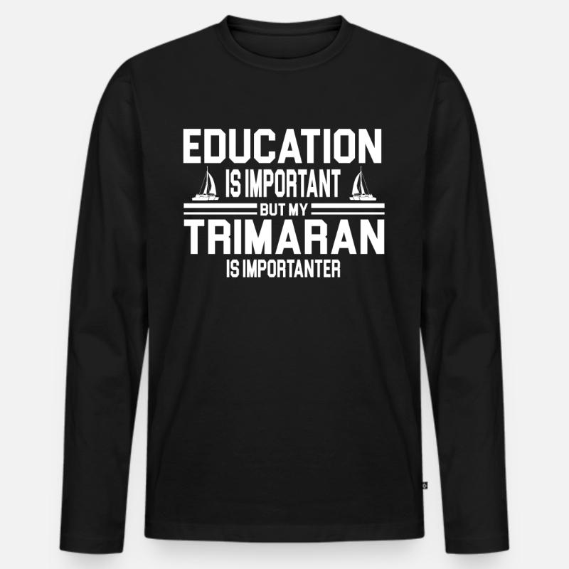 Drôle de trimaran présente une idée pour les capitaines de trimaran - T-shirt manches longues Premium bio Homme - noir