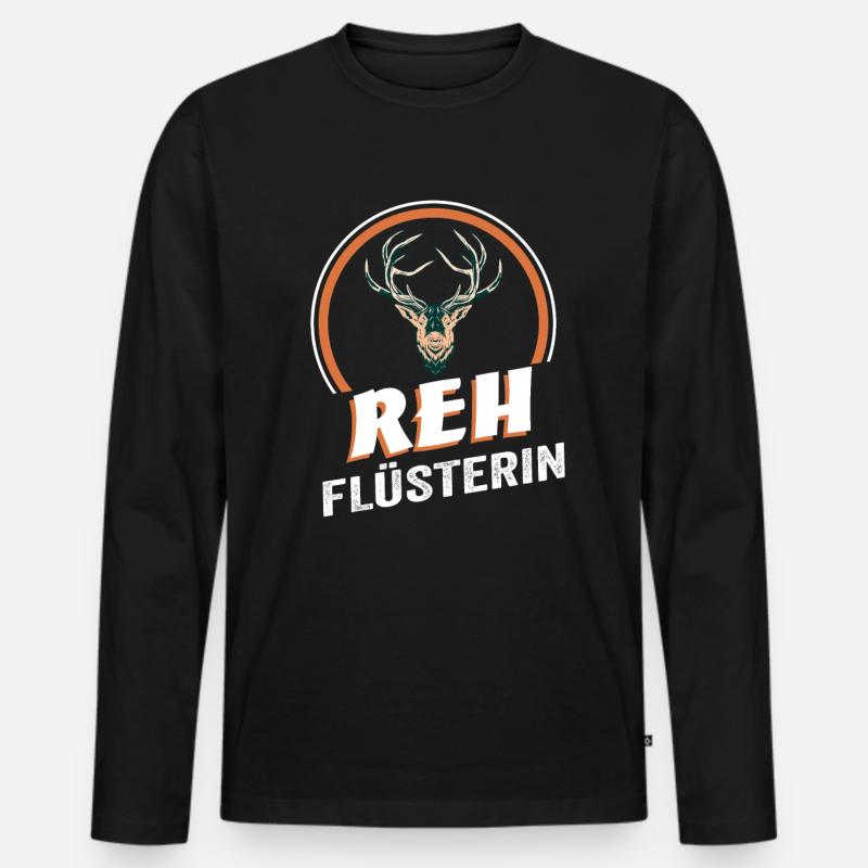 Reh Flüsterin - Männer Premium Bio Langarmshirt - Schwarz