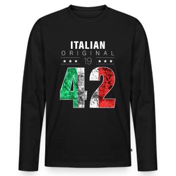 Italian Original 1942 80 birthday Italy flag - Men's Premium Organic Long Sleeve Shirt - black - Front - Nico (187cm)