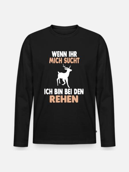 Wald Wildtier Reh - Männer Premium Bio Langarmshirt - Schwarz