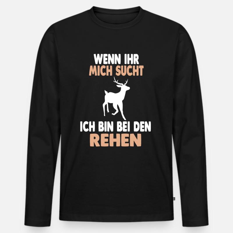 Wald Wildtier Reh - Männer Premium Bio Langarmshirt - Schwarz