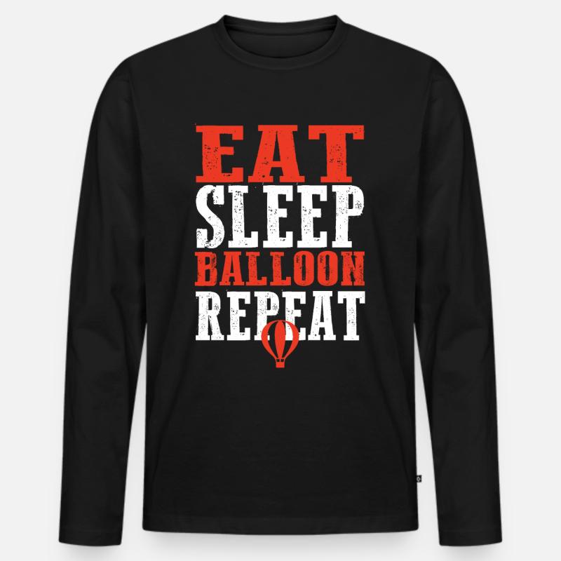 Eat Sleep Balloon Repeat - Männer Premium Bio Langarmshirt - Schwarz