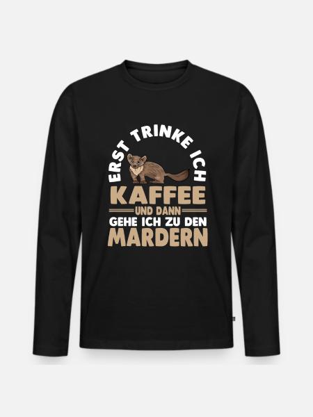 Kaffee Marder - Männer Premium Bio Langarmshirt - Schwarz