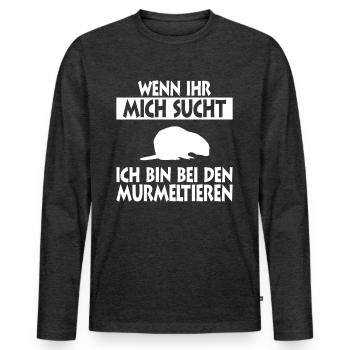 Murmeltier - Männer Premium Bio Langarmshirt - Anthrazit meliert - Vorne - Nico (187cm)