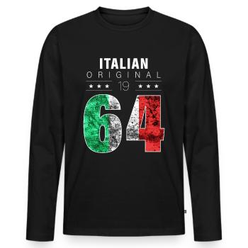 Italian Original 1964 58 Birthday Italy Flag - Men's Premium Organic Long Sleeve Shirt - black - Front - Nico (187cm)