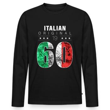 Italian Original 1960 62 Birthday Italy Flag - Men's Premium Organic Long Sleeve Shirt - black - Front - Nico (187cm)