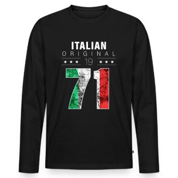 Italian Original 1971 51 Birthday Italy Flag - Men's Premium Organic Long Sleeve Shirt - black - Front - Nico (187cm)