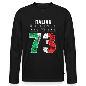 Italian Original 1973 49 Birthday Italy Flag - Men's Premium Organic Long Sleeve Shirt - black - Front - Nico (187cm)