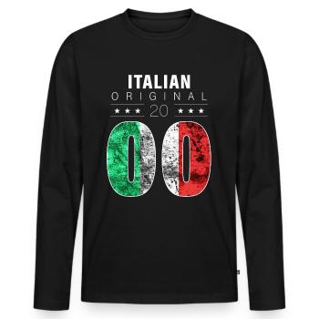 Italian Original 2000 22 Birthday Italy Flag - Men's Premium Organic Long Sleeve Shirt - black - Front - Nico (187cm)
