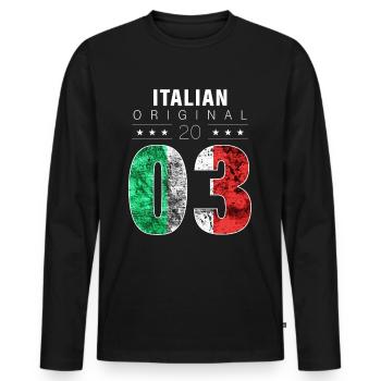 Italian Original 2003 19 Birthday Italy Flag - Men's Premium Organic Long Sleeve Shirt - black - Front - Nico (187cm)