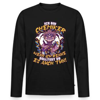 Ich bin Chemiker wenn ich renne solltest du auch! - Männer Premium Bio Langarmshirt - Schwarz - Vorne - Nico (187cm)