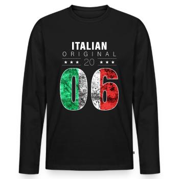 Italian Original 2006 16 Birthday Italy Flag - Men's Premium Organic Long Sleeve Shirt - black - Front - Nico (187cm)