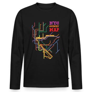 Carte du métro de New York Carte de la ville de New York Usa Cadeau - T-shirt manches longues Premium bio Homme - noir - Devant - Nico (187cm)