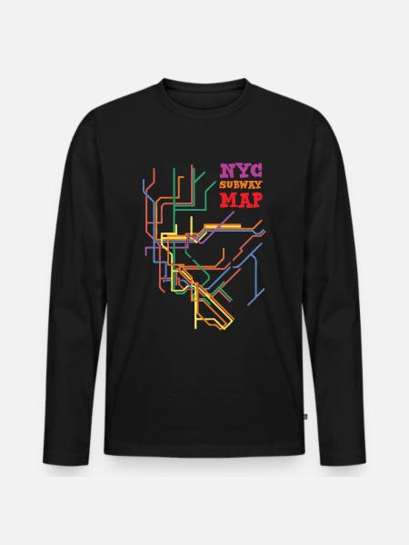 NYC Subway Map Mapa de la ciudad de Nueva York Usa Gift - Camiseta ecológica prémium de manga larga para hombre - negro