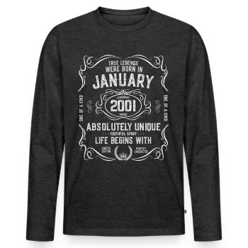 21 years January January 2001 - Men's Premium Organic Long Sleeve Shirt - heather anthracite - Front - Nico (187cm)