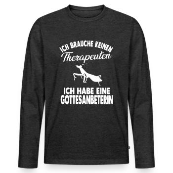 Gottesanbeterin - Männer Premium Bio Langarmshirt - Anthrazit meliert - Vorne - Nico (187cm)