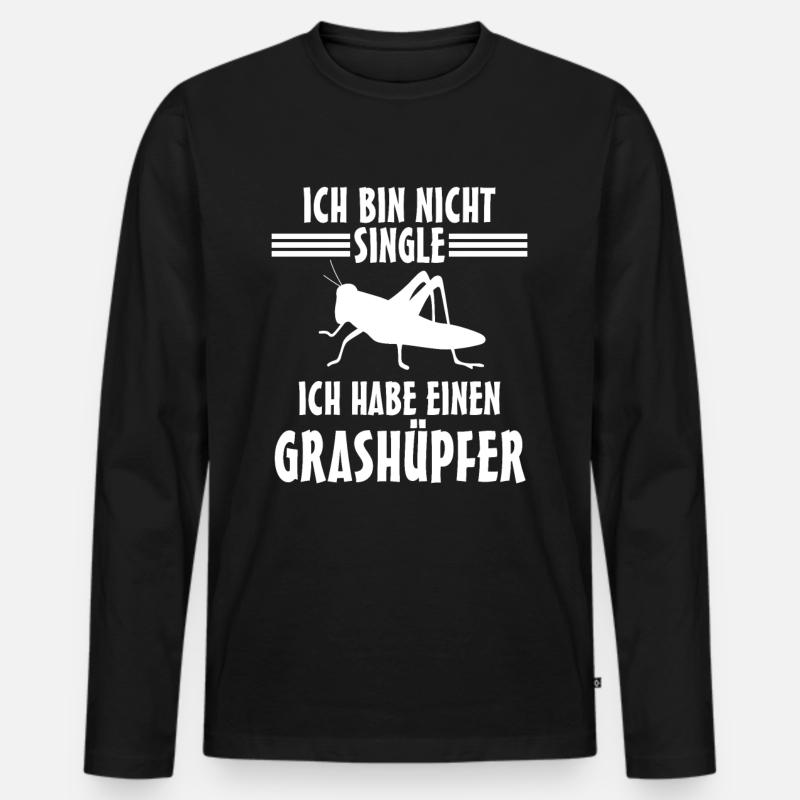 Grashüpfer - Männer Premium Bio Langarmshirt - Schwarz