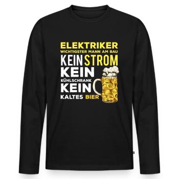 Elektroniker Elektronik Elektriker Elektronikerin - Männer Premium Bio Langarmshirt - Schwarz - Vorne - Nico (187cm)