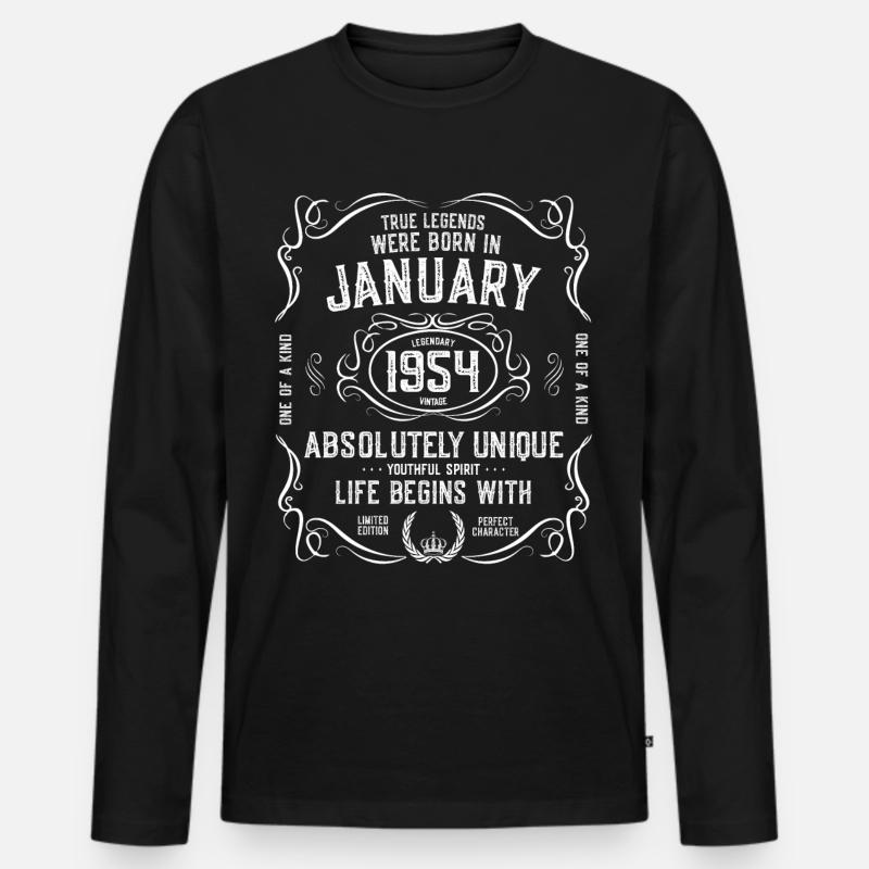 1954 Januar 68 Jahre - Männer Premium Bio Langarmshirt - Schwarz