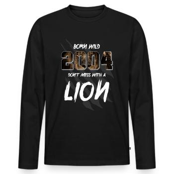 Born Wild 2004 Vintage 2004 18th birthday Löwen - Men's Premium Organic Long Sleeve Shirt - black - Front - Nico (187cm)