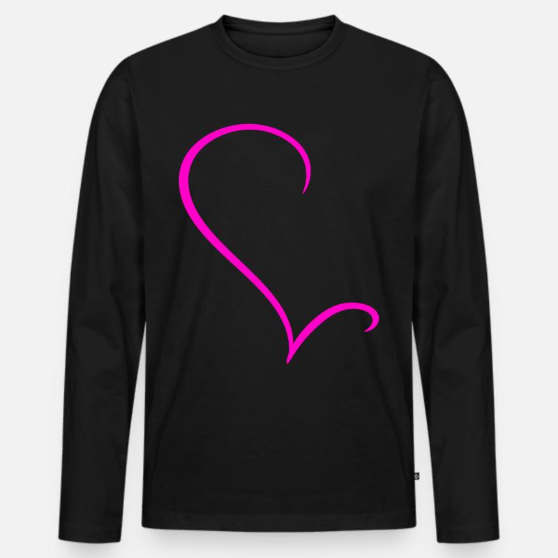 Halbes Pinkes Herz - Männer Premium Bio Langarmshirt - Schwarz