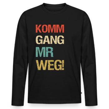 Schwabischer Spruch im Retro Farbdesign - Männer Premium Bio Langarmshirt - Schwarz - Vorne - Nico (187cm)