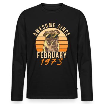Février 1973 Retro - T-shirt manches longues Premium bio Homme - noir - Devant - Nico (187cm)