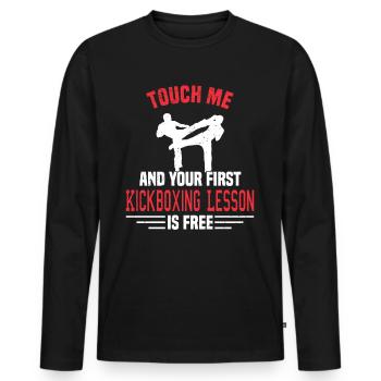 Kickboxing Kickboxer Martial Arts Boxer Sparring - Men's Premium Organic Long Sleeve Shirt - black - Front - Nico (187cm)