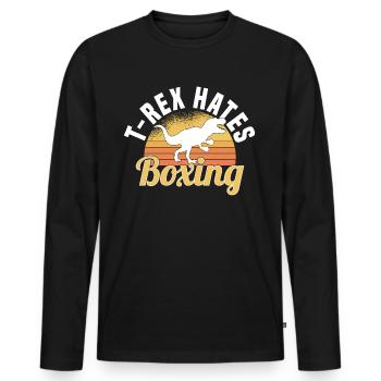 Boxerin Boxhandschuhe Boxkampf Kampfsport T-Rex - Männer Premium Bio Langarmshirt - Schwarz - Vorne - Nico (187cm)