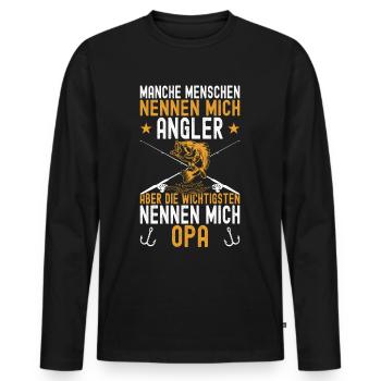 Angel Opa Fischer Angler Sportfischen Angelschein - Männer Premium Bio Langarmshirt - Schwarz - Vorne - Nico (187cm)